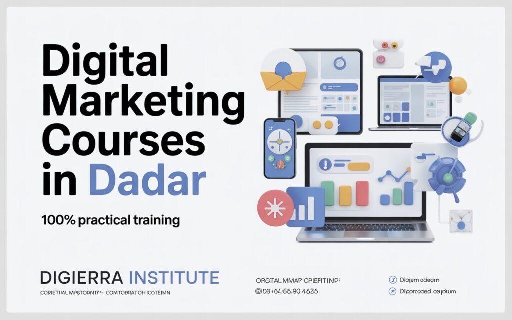 a professional educational poster advert Digital Marketing Courses in Dadar with 100% Practical Training